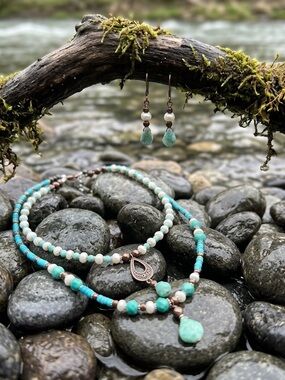 Turquoise and Amazonite Copper Set